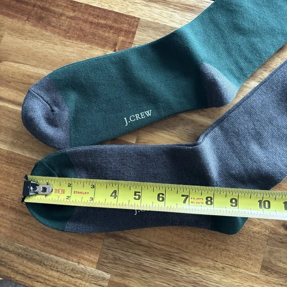 J. Crew Lot Of 2 Dress Socks Dog Christmas Hat Embroidery Green Gray Holiday NWT